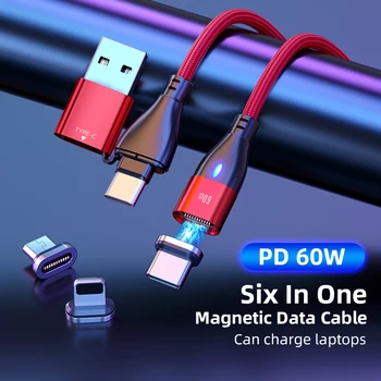 60W PD Ātrās Uzlādes USB Tipa K Tipa K Micro Cable Magnētisko Lādētāju, Datu Kabeli, Lai iPhone, Huawei Android Tālrunis Klēpjdatoru Maksas