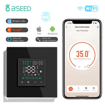BSEED LED Touch Ekrāns, WIFI Elektriskās Grīdas Apkures Ūdens Katlu Telpas Termostats Alexa Temperatūras Kontrolieris Apgaismojums Tuya App
