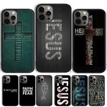 Bībeles Jēzus Kristus Kristiešu Quote Telefonu Gadījumā Segtu iPhone 15 14 13 12 Pro Max mini 11 Pro Max XS XR 6 7 8 Plus SE2020 Coque