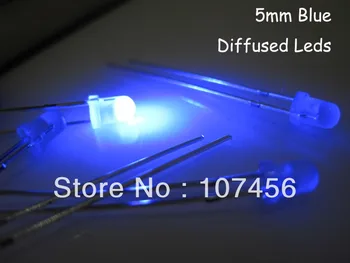 10000pcs 5mm zilā Ultra Bright Izkliedētās blue LED Lukturi, Piena whtie objektīvs 5mm gaismas diode 5mm liela leņķa led led kārta