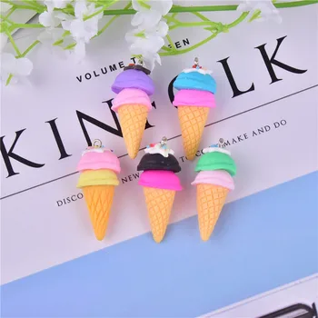 10pcs 15*38mm Ice-cream 3D Pārtikas Sveķu Piekariņi, Auskari Keychain Jewlery Secinājumi Telefonu Gadījumā DIY