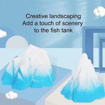 2 Gab. Zivju Tvertnes Rotājumu Viegli Tīrīt Augsta Temp Izturīgs Simulācijas Ledus Kalnu Ainavas Akvāriju Ornamenti, Mājas Zemūdens