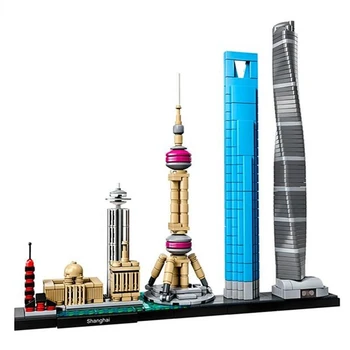 2022 Jaunu 597pcs Arhitektūras Skyline Kolekcija Shanghai Celtniecības Bloki, Montāžas Klasiskās Modeļu Komplekts DIY Bērniem Ķieģeļi, Rotaļlietas, Dāvanu