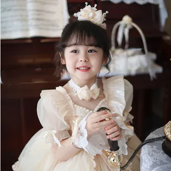 2024 Bērniem, Vakara Kleita Baby Meiteņu Princešu Tilla balles Kleitas ar Piederumus maziem bērniem, spāņu Formālās Kleitas Eid Puse