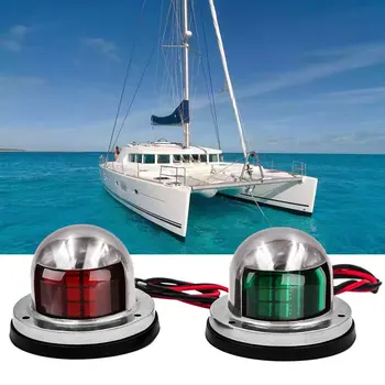 2gab 12V Sarkans Zaļš LED Navigācijas Ugunis, Nerūsējošā Tērauda Buru Lampas Jūras Laivu, Jahtu, Laivu Piederumu