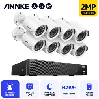Annke 8CH 5MP CCTV DVR Uzraudzības Sistēma 4/8pcs 1080P 2.0 MP Drošības Kameras IS Āra IP66 Video Novērošanas Kameras Komplekts