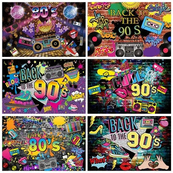 Atpakaļ uz 90s Retro Fons Hip Hop Puse Rotājumi Banner Fona Fotogrāfija Grafiti Sienas Foto Photoshoot Aksesuāri