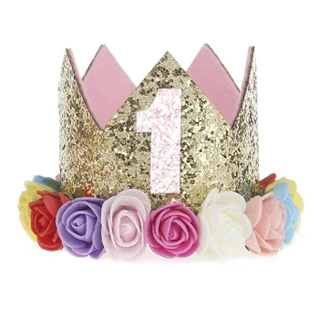 Baby Happy Birthday Party Kronis 1 2 3 4 5 Dzimšanas Dienu Cepuri Rotājumus Bērniem Puses Piegādes Galvassegas Cepures Galvas Stīpa