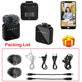 Bezvadu Lavalier Mikrofons Sistēma, Bluetooth Audio, Video, Balss Ierakstīšanas Mikrofons iPhone vai Android Mobilā Tālruņa Interviju Kameras