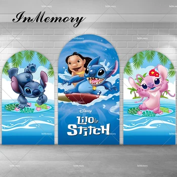 Bērniem Lilo & Stitch Tēmu Dzimšanas Dienas Svinības Arkas Fona Segtu Chiara Sienas Puse Dekori Pludmale Havaju Salās Vingrošanas Deju Fonus, Custom