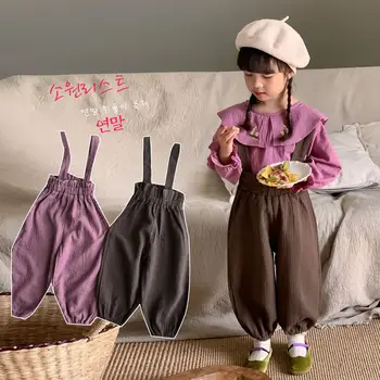 Bērniem Siksna Bikses 2023 Pavasarī un Rudenī Jaunu Modes korejiešu Stilā, Meitenes Salds Gadījuma tīrtoņa Krāsu Brīvs (Dungriņi)