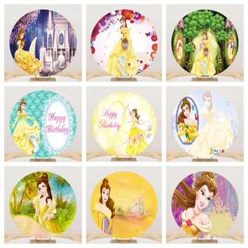Disney Apaļa Apļa Pasūtījuma Burvju Puses Fons Disney Princess Skaistums un Zvērs Belle Tēmu Dzimšanas dienas Fona Deco