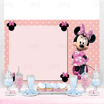 Disney Rozā Punkti Minnie Mouse Fons Puses Piegādes Princese Fotogrāfijas Fons Dzimšanas Diena Fona Meitenes Zēni Apdare