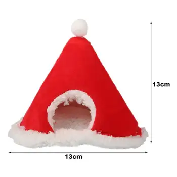 Ezis Migu Pretvēja Pet Ligzdu Mājīga Ziemassvētku Vecīša Cepure Dizaina Pet Ligzdu Neliela, Daļēji slēgta Kāmju Māja ar Plīša Cūku