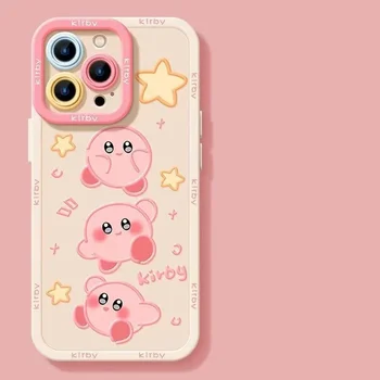 Iphone 15 PRO Cute rozā dzīvnieku Tālrunis Case14 12 11 13 Pro Max XR 7 8 14 15 Plus Mīksta K-Kirby slaveno Telefonu Vāciņus