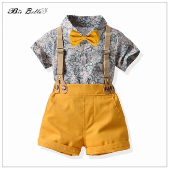Jaundzimušo Vasaras Apģērbu Komplekts Zēns Toddler Īstermiņa Piedurknēm T+Jostas Bikses Bērniem 1-7 Gadiem Tērpiem Pavasara 2023 Skaists Kostīmi, Komplekti