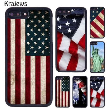Krajews Amerikāņu Karogu Brīvības Statuja Tālrunis Lietā Par iPhone SE2020 15 14 6 7 8 Plus 11 12 mini 13 Pro XR XS Max segums coque
