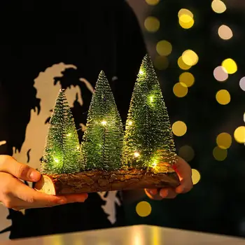 Mini Ziemassvētku Eglīte ar Gaismu Atkārtoti Darbvirsmas Ziemassvētku Eglīte Miniatūras Kvēlojošs Priežu Svētku Galda Dekorēšanai Ziemā
