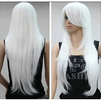 PARŪKA burvīgs stilā garā balto dāmu matu parūkas Parūka 60