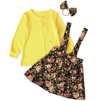 Pavasara Toddler Meitene Tērpiem Uzstādīt Modes Gudrs garām Piedurknēm T-krekls+Ziedi Svārki Bērnu Boutique Apģērbs Bērniem, Apģērbs BC2352-1