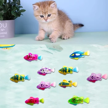Pet Cat Toy Peldēšana Robots Zivju Rotaļu LED Interaktīvais Kaķis Kvēlojošs Elektrisko Zivju Rotaļlietu, lai Stimulētu audzēkņa Mednieka Instinktiem Kaķis