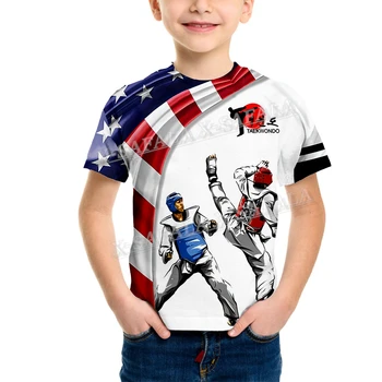 Taekwondo Mīļākais Sporta Zēnu T Īsām Piedurknēm Topi Meitenes Bērniem, Apģērbs Vasaras T-krekls, t-veida Toddler Apģērbu 2-8 Years11