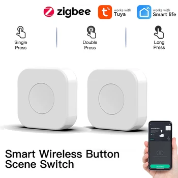 Tuya Smart Zigbee Slēdzi nospiedis Pogu Vienu Taustiņu Vadības Skatuves Bezvadu Smart Dzīves APP Tālvadības Kontrolieris Mājas Automatizācijas Slēdzis