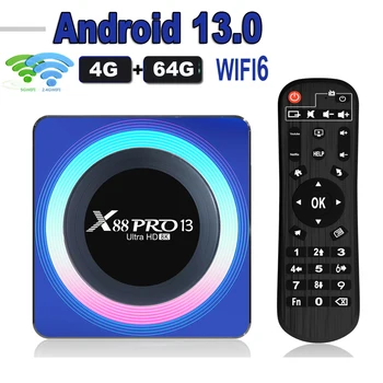 X88 PRO 13 Android 13.0 TV Kastē OTA Rockchip RK3528 4K 2.4 G 5G Wifi 6 64G 16GB 32GB BT5.0 Global Media Player, Kas Top Uztvērējs