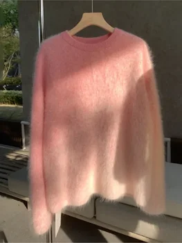 Ziemas imitācija ūdeļu samta garām piedurknēm sieviešu apaļu kakla elastīga ikdienas džemperis sieviešu džemperis adīts tops
