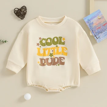 Zīdaiņu Zēnu Krekls Romper Apaļu Kakla Garām Piedurknēm Vēstuli Izdrukāt Bodysuit Toddler Meitene Rudenī Drēbes
