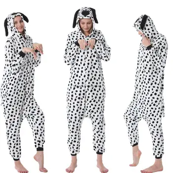 Ģimenes Puses Cosplay Kostīmu Dzīvnieku Dalmācijas Kigurumi Pidžamu Ziemā Silts Karikatūra Sleepwear Saskaņojot Tērpiem Māte Bērniem Onesie